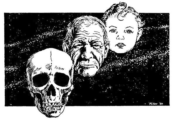 free public domain image 01 pen and ink drawing three stages of man skull old mans head babys face